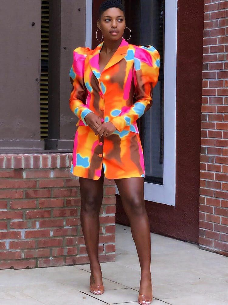 Tie Dye Long Sleeve V Neck Jackets