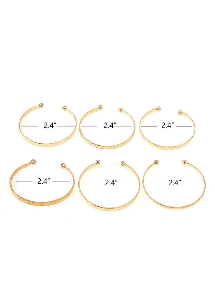 Six Piece Minimalist Open Upper Bracelets