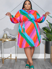 Plus Size Colorful Belted Maxi Dresses