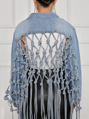 Denim Long Sleeves Tassels Short Coats