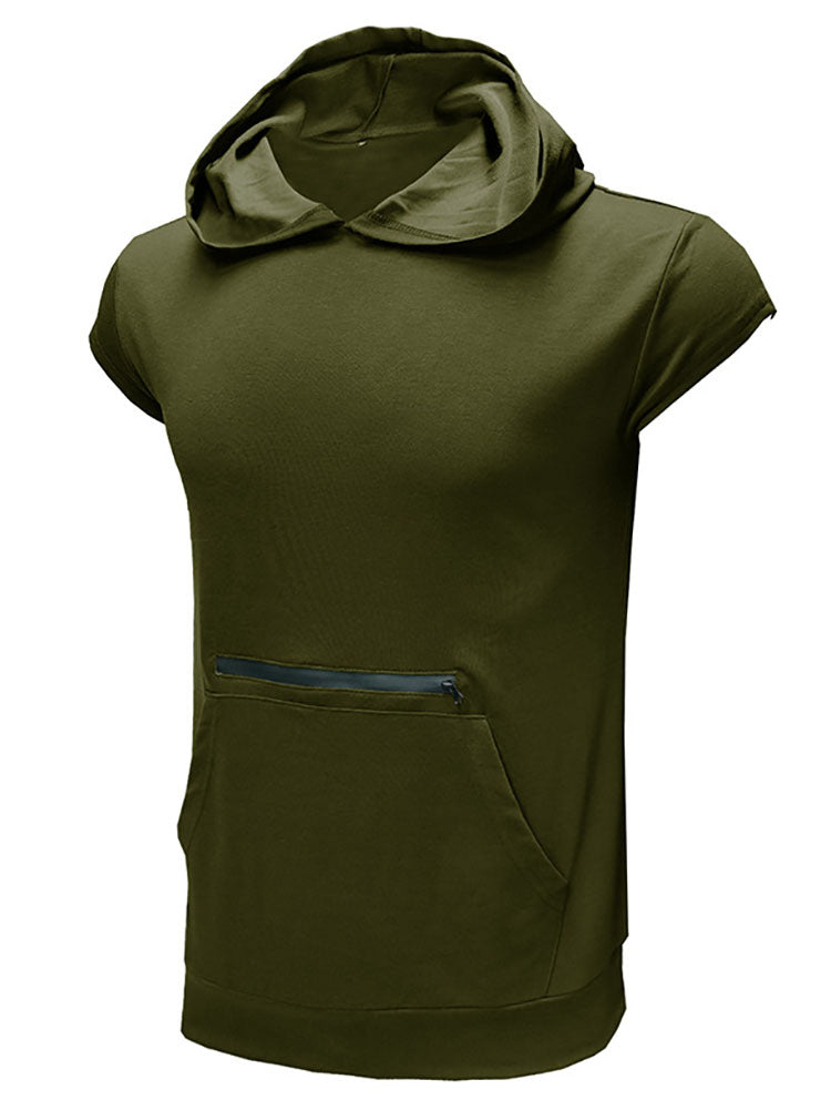 Mens Short Sleeve Hooded Pullovers