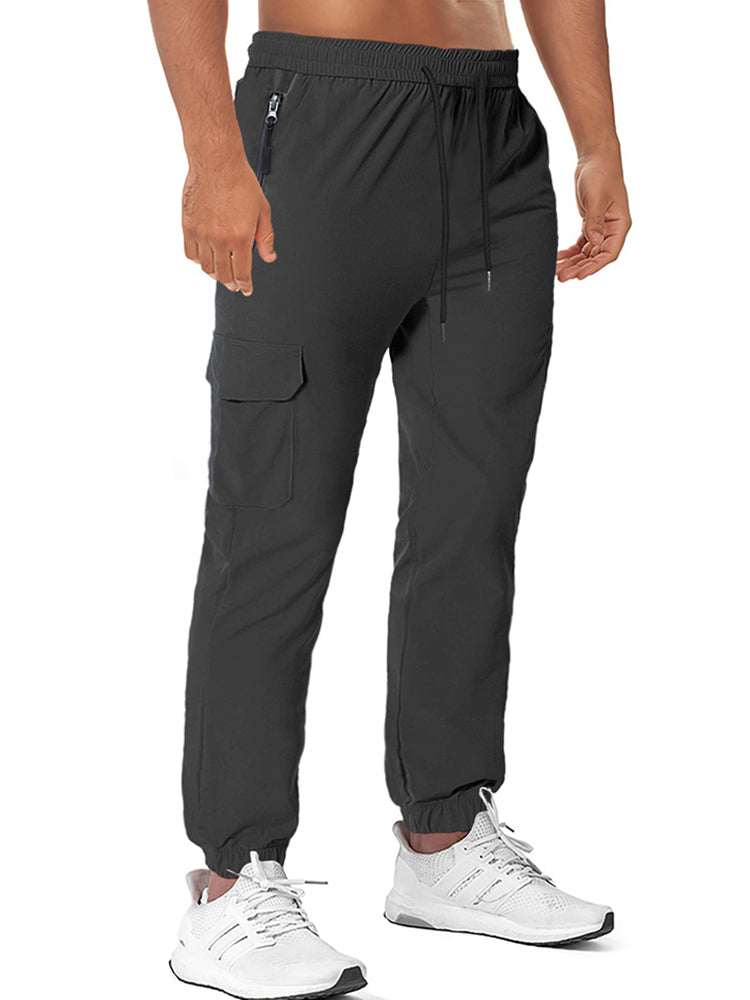 Mens Drawstring Elastic Waist Long Pants