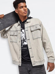 Mens Denim Long Sleeve Button Down Jackets