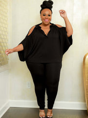 Plus Size Two Piece Top Long Pants Outfits