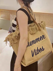 Letter Print Tassels Shoulder Bags