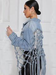 Denim Long Sleeves Tassels Short Coats