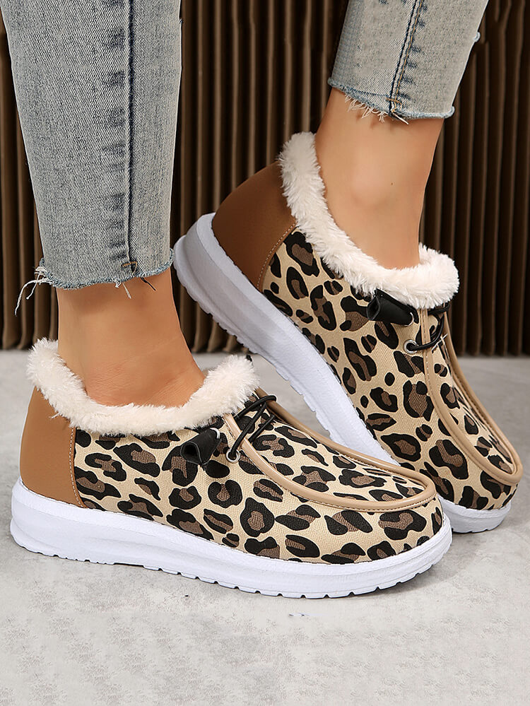 Leopard Slip-On Flat Warm Durable Shoes