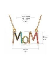 Colorful Rhinestone Letter Mom Necklaces