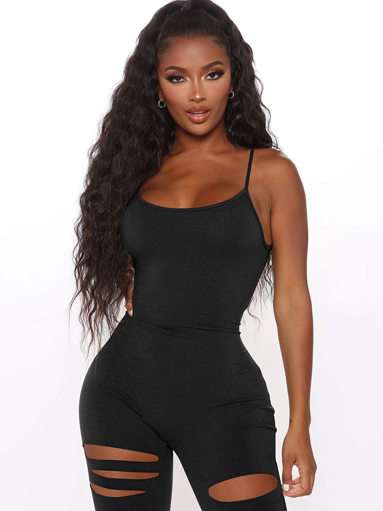 Spaghetti Straps Hollow Out Ruched Rompers