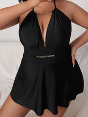 Plus Size Halter Chian Backless Swimsuits