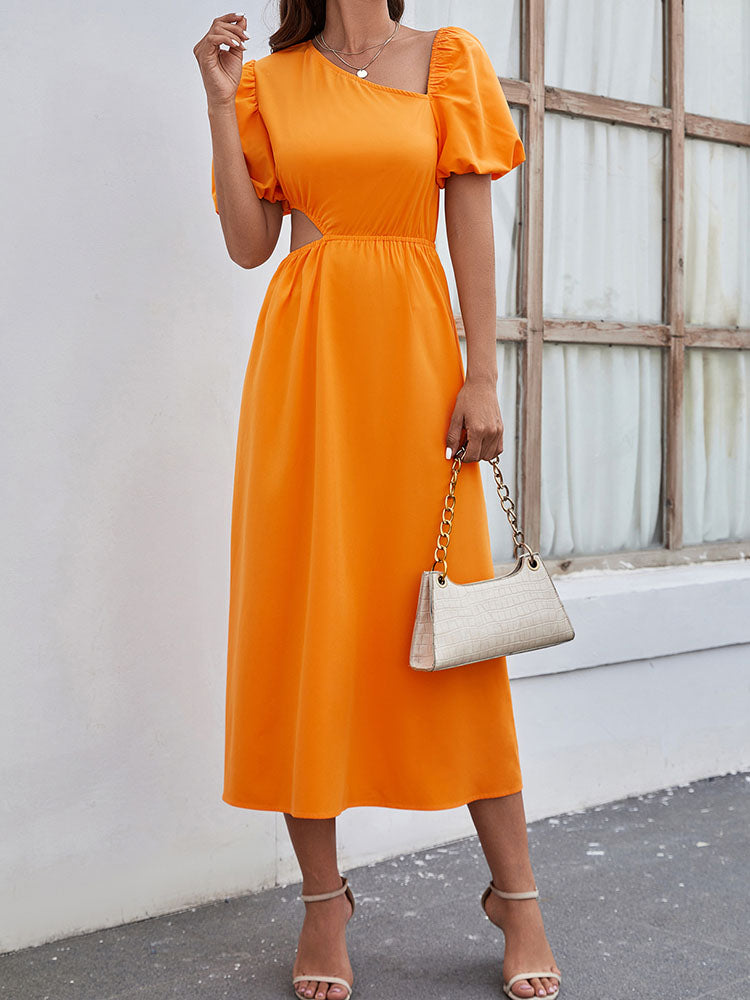 Short Sleeve Cut Out High Waist Maxi Dresses