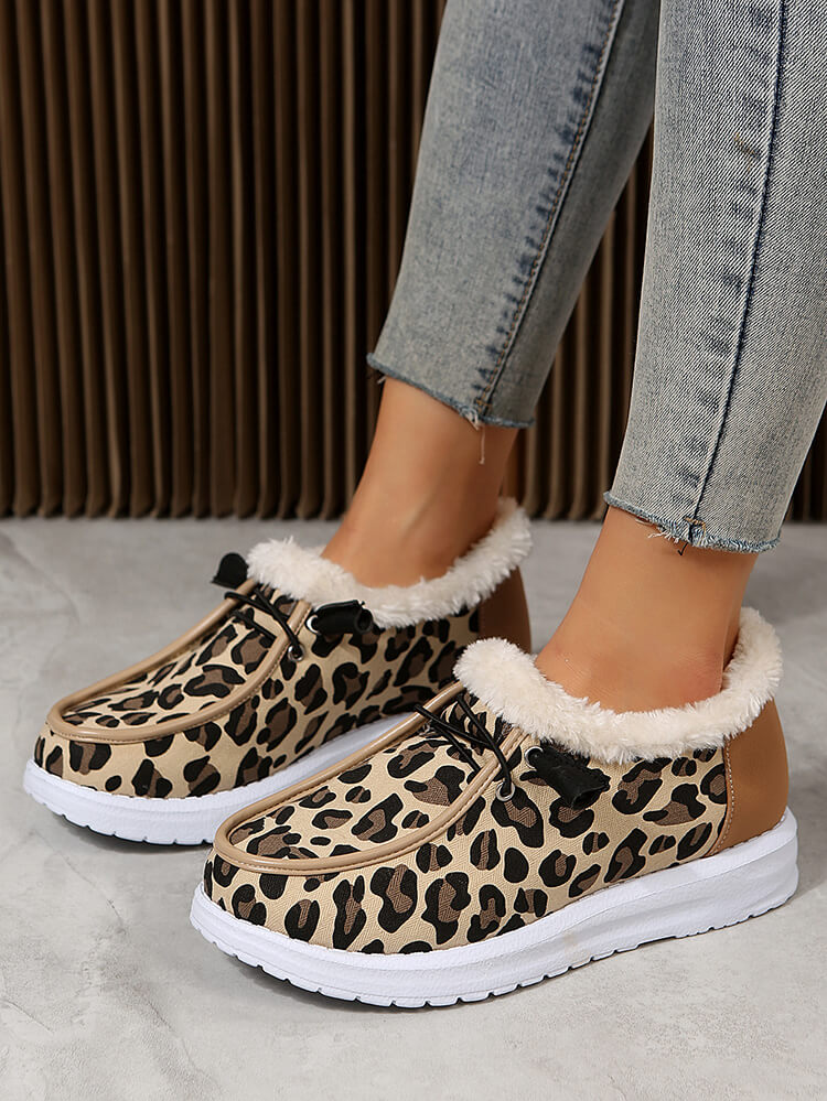 Leopard Slip-On Flat Warm Durable Shoes