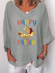 Plus Size Long Sleeve Easter Egg Print T-shirt