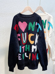 Knit Long Sleeve Letter Print Bodycon Sweaters