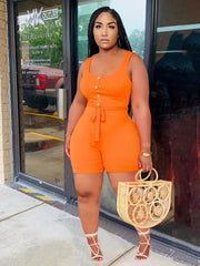 Tank Belt Plus Size Bodycon Romper