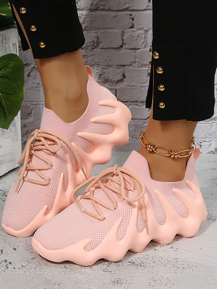 Plus Size Elastic Lace-Up Sneakers