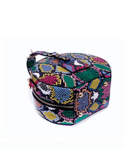 Fashion Snakeskin Print Crossbody Round Bag