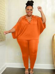 Plus Size Two Piece Top Long Pants Outfits