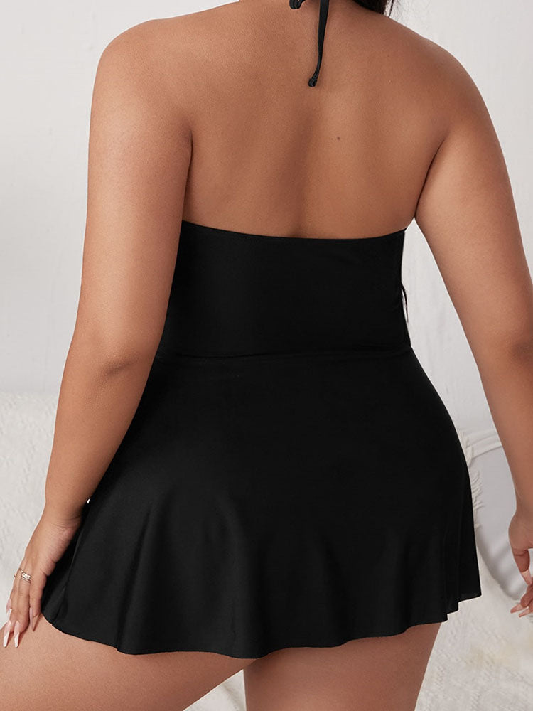 Plus Size Halter Chian Backless Swimsuits