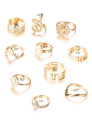 Ten Piece Snake Rhinestone Rings Sets