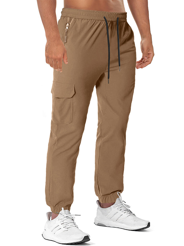 Mens Drawstring Elastic Waist Long Pants