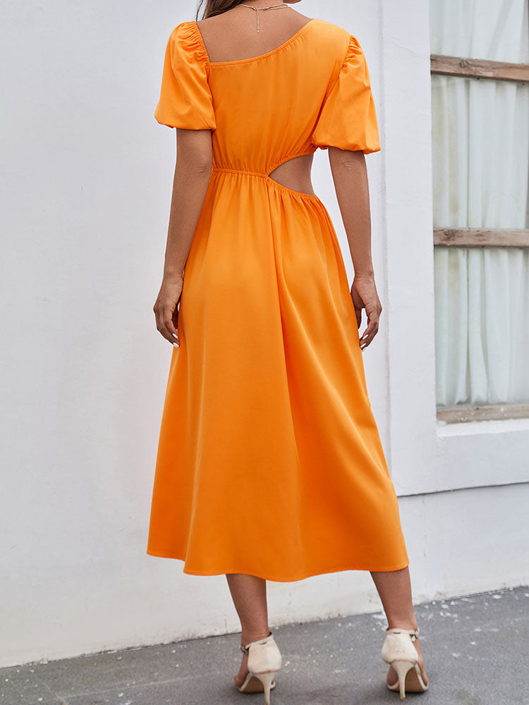 Short Sleeve Cut Out High Waist Maxi Dresses