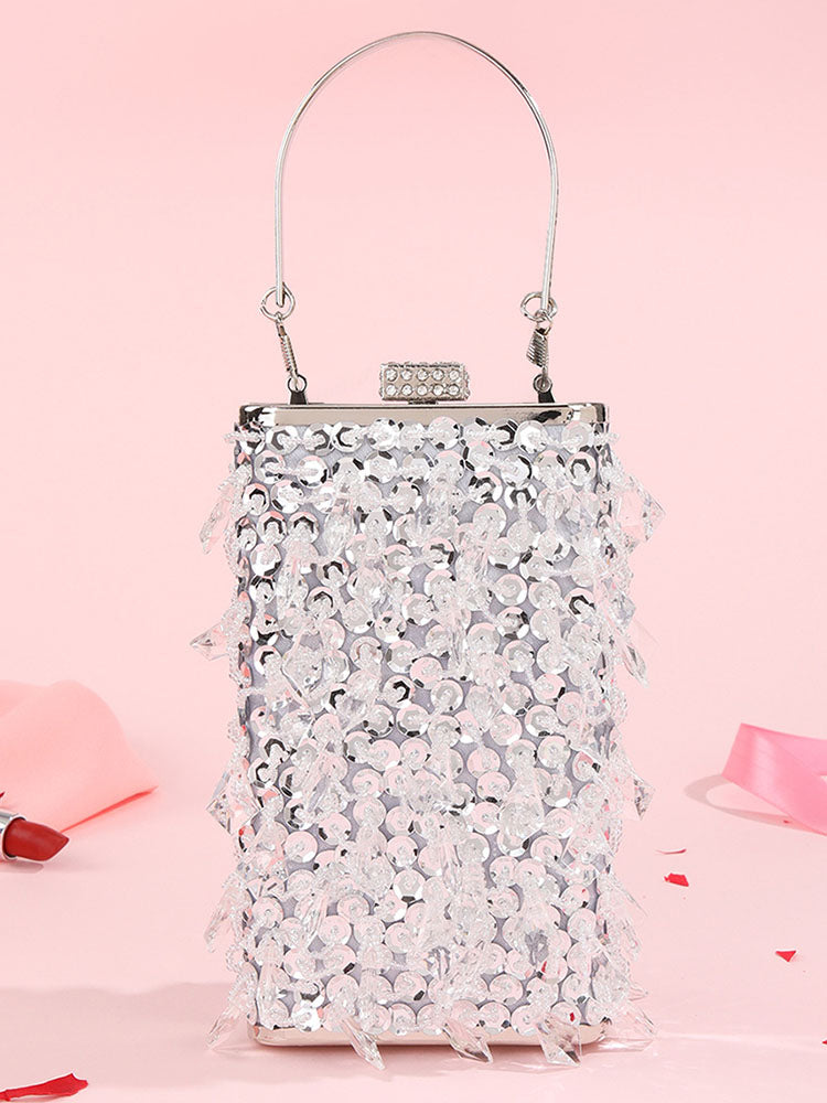 Glitter Beaded Cuboid Party Crossbody Bags