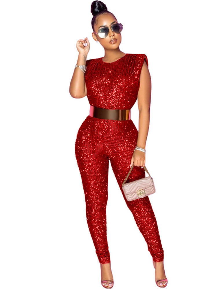 Sequins Sleeveless Bodycon Jumpsuits