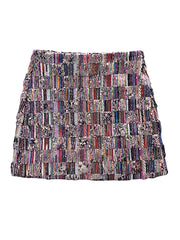 Sequin Patchwork Striped Print Mini Skirts