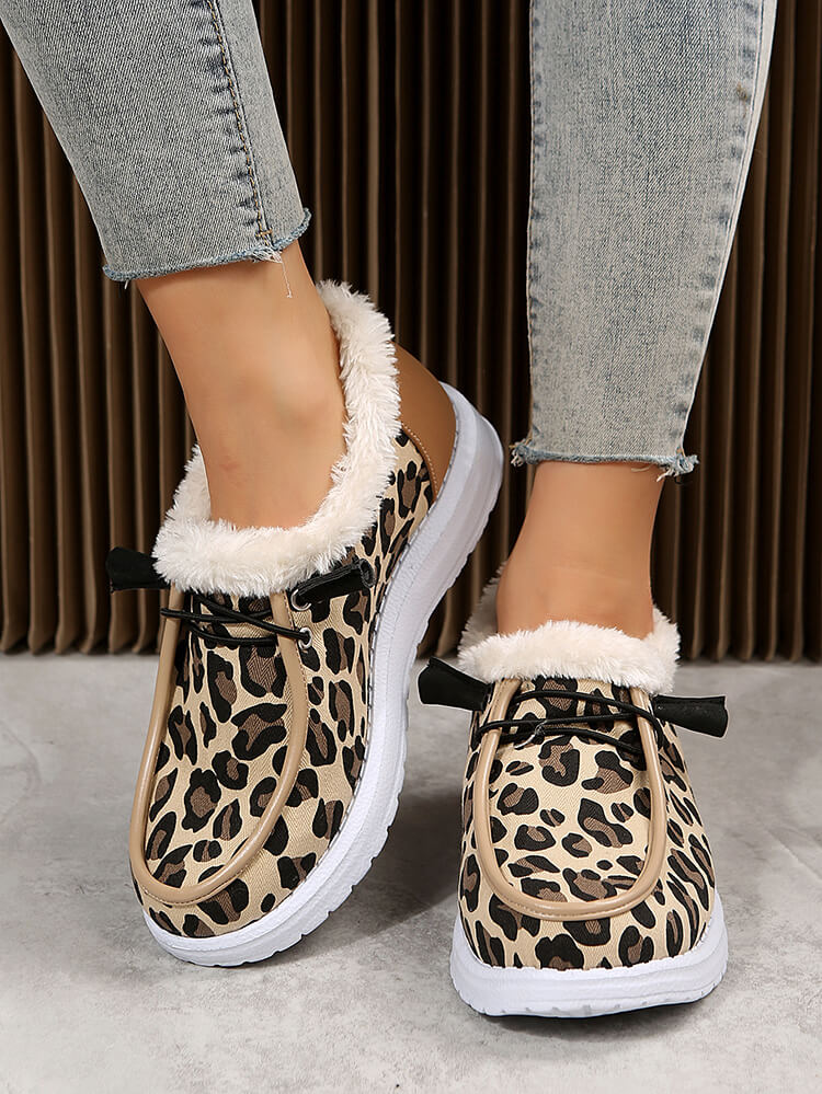 Leopard Slip-On Flat Warm Durable Shoes