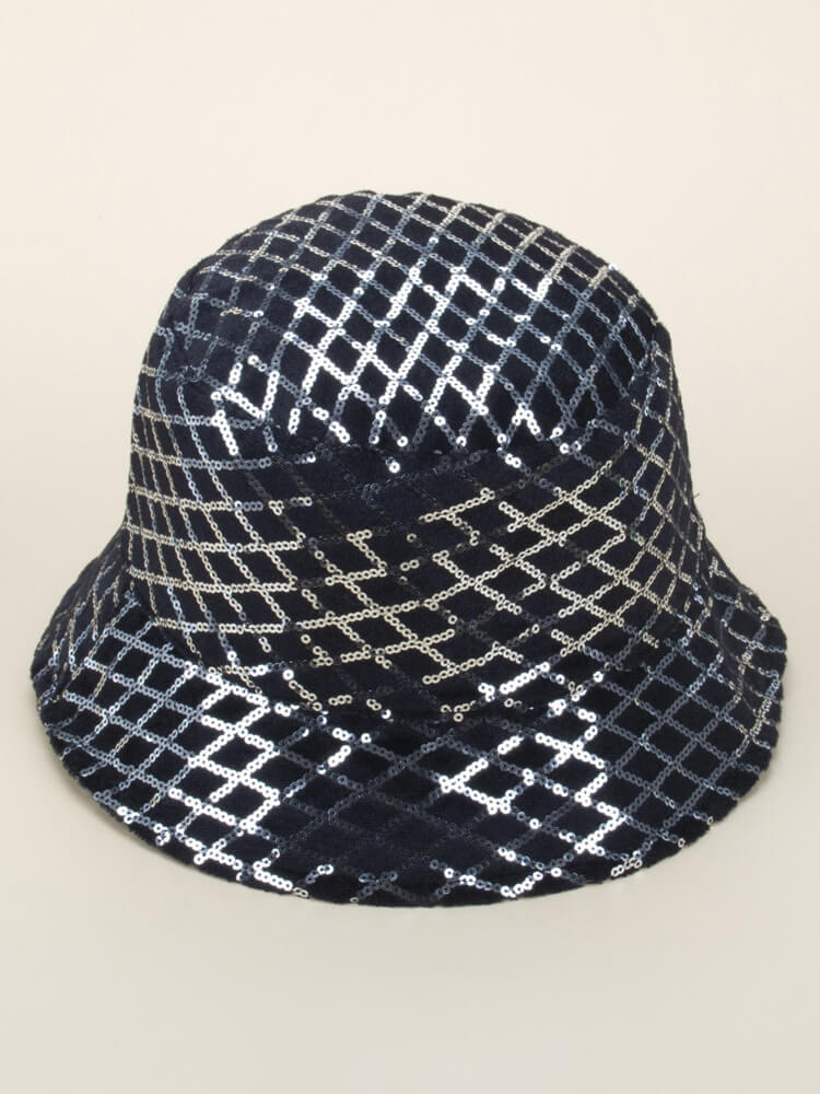 Reversible Diamond Shape Pattern Sequin Bucket Hat