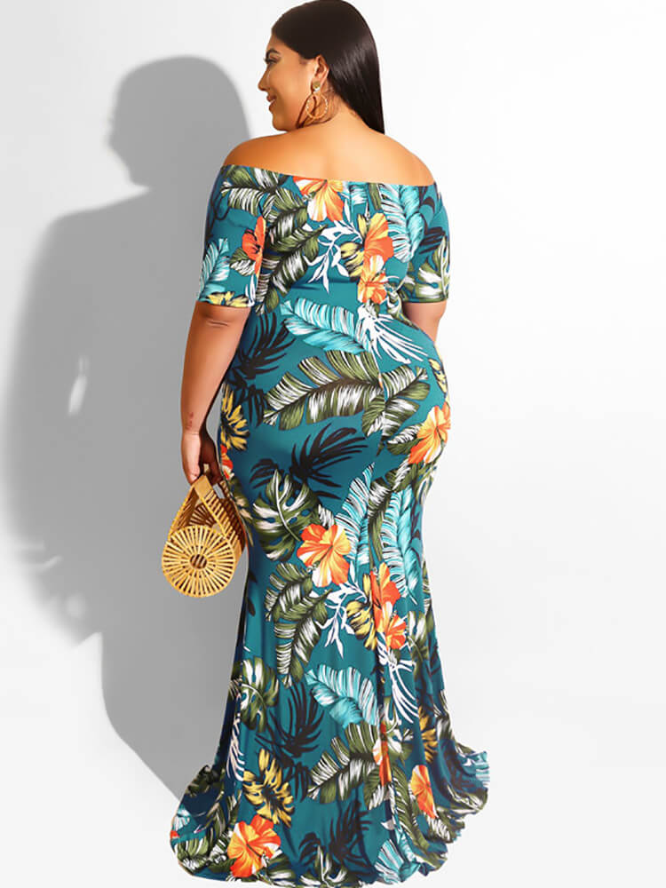 Off Shoulder Short Sleeve Bodycon Maxi Dresses