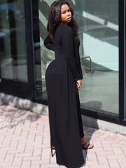 Two Piece Long Sleeve Asymmetrical Tops & Bodycon Pants