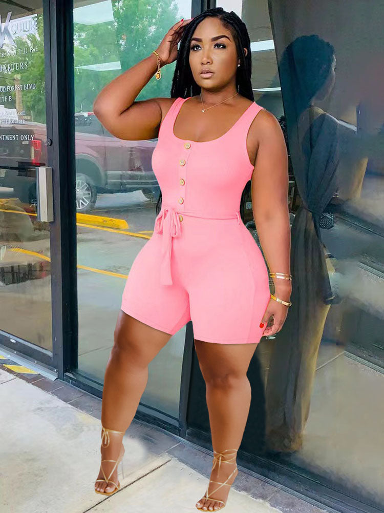 Tank Belt Plus Size Bodycon Romper