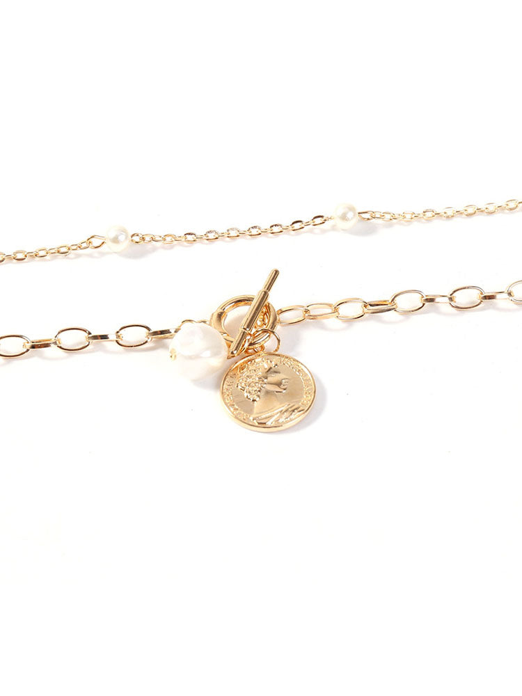 Pearl Coin Penadant Chain Necklace