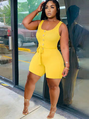 Tank Belt Plus Size Bodycon Romper