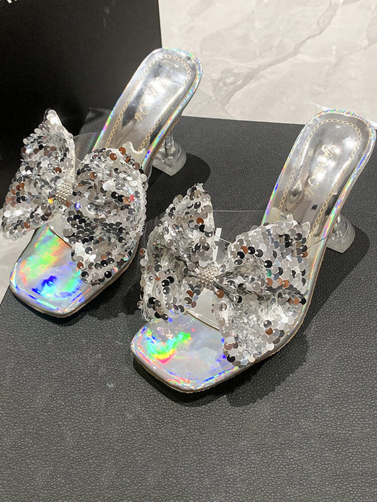 Sparkling Butterfly Bow High Heel Sandals