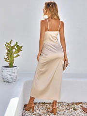 Sleeveless Ruched Side Split Maxi Dresses