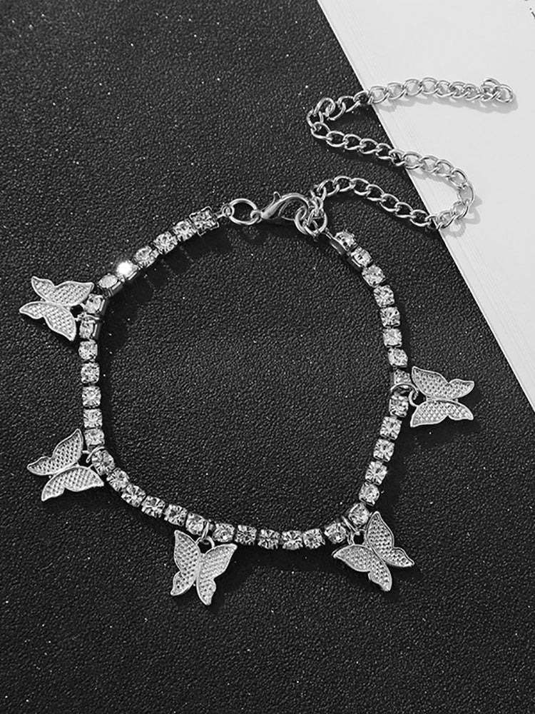 Butterfly Pendant Glitter Anklet