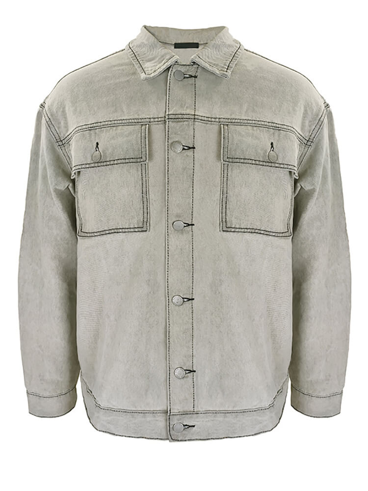 Mens Denim Long Sleeve Button Down Jackets