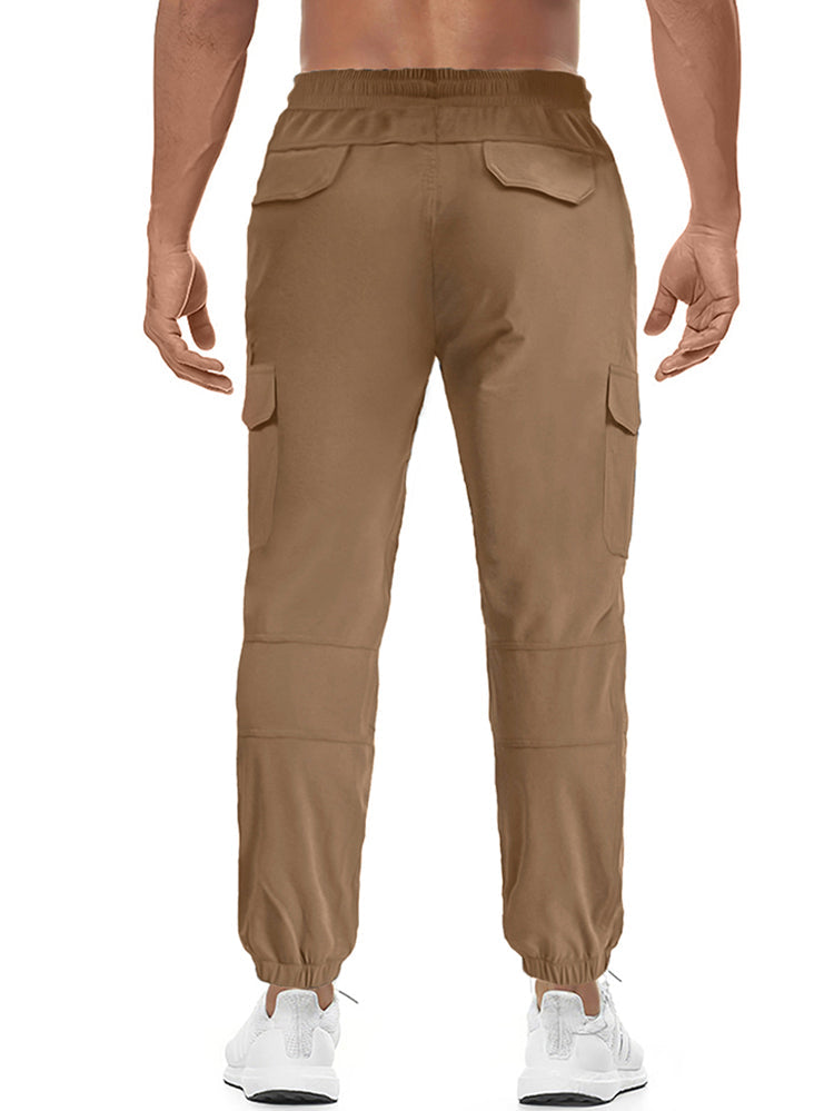 Mens Drawstring Elastic Waist Long Pants