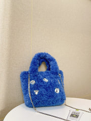 Rhinestone Patchwork Plush Curly Clutches Bags