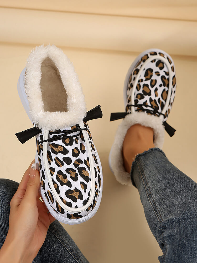 Leopard Slip-On Flat Warm Durable Shoes