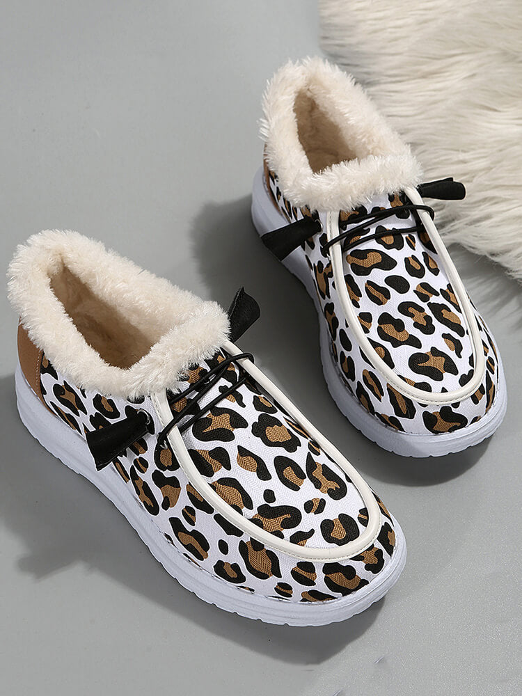 Leopard Slip-On Flat Warm Durable Shoes