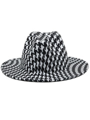 Houndstooth Woolen Retro Fedora Hat