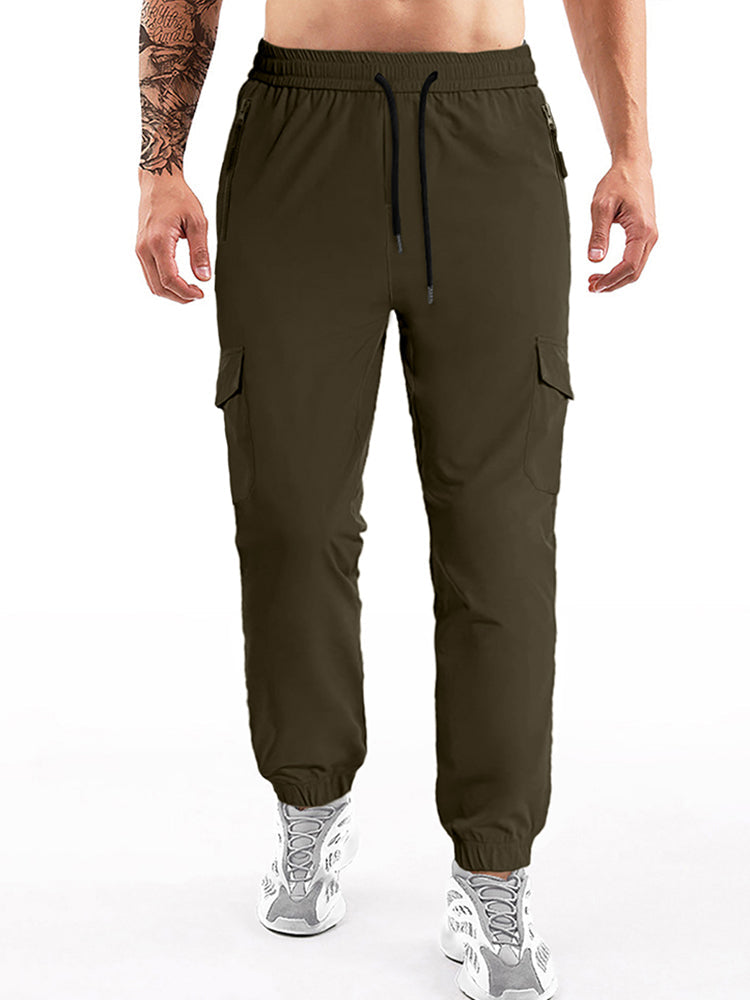 Mens Drawstring Elastic Waist Long Pants