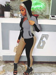 Two Piece Color Block Hoodie Tracksuit