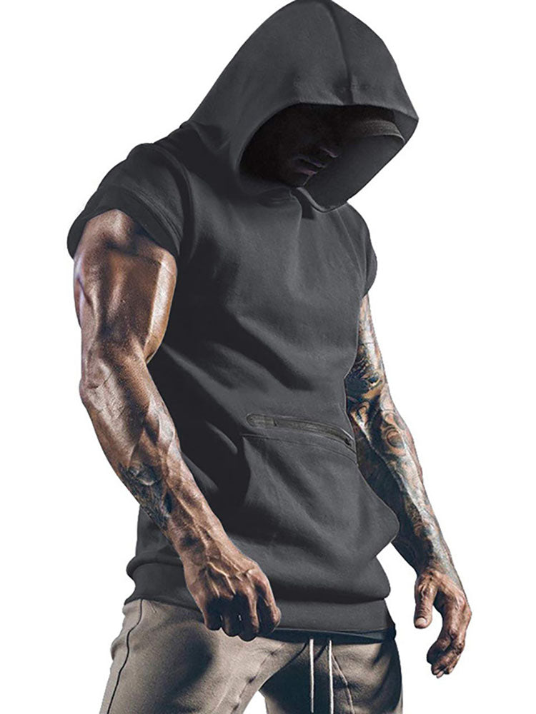 Mens Short Sleeve Hooded Pullovers