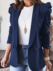 Puff Sleeve Lapel Open Front Blazers