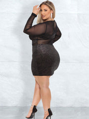 Plus Size Patchwork Mesh Mini Dresses